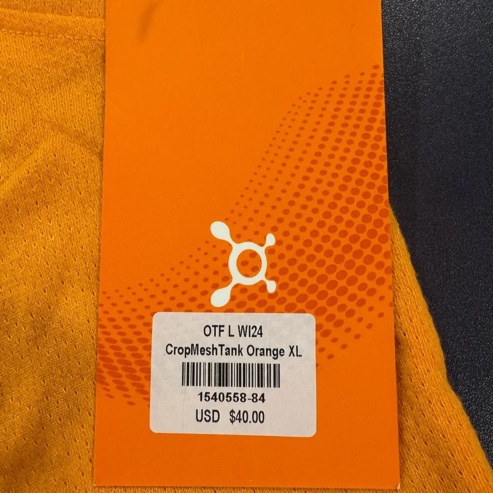 ORANGETHEORY Fitness Crop Mesh Muscle Tank Orange XL NWT - Picture 2 of 4